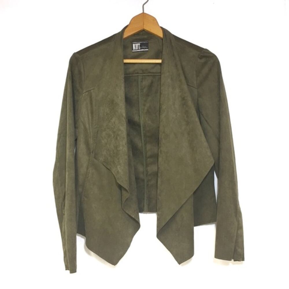 KUT from the Kloth Tayanita Olive Faux Suede Jacket Size Medium - Picture 5 of 11